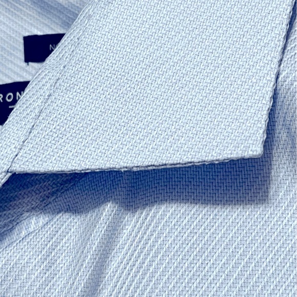 Pronto Uomo Blue Dress Shirt Classic Non Iron Sz 17 36/37 Tall - Picture 11 of 11